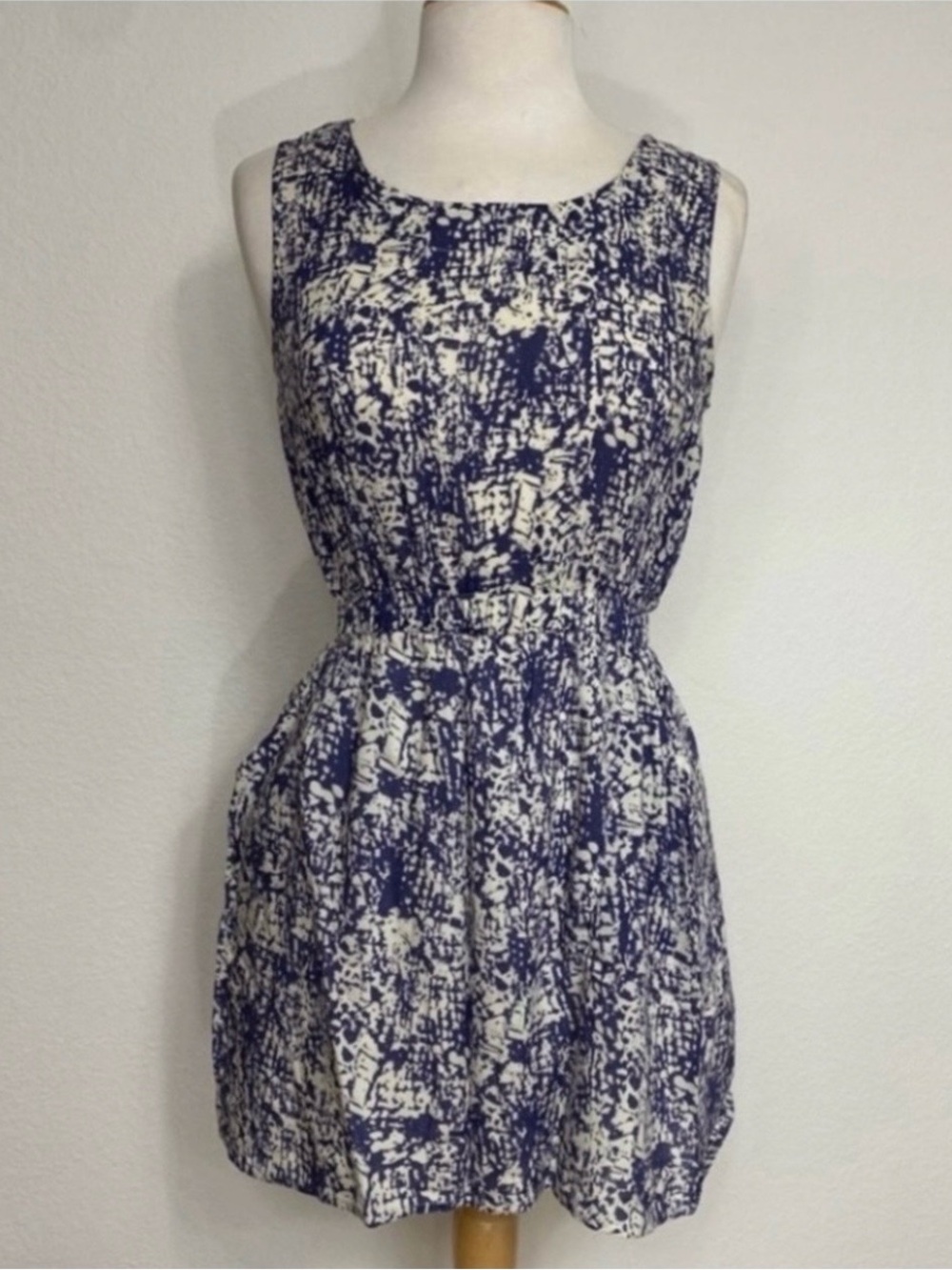 3/$25 Forever 21 Juniors Y2K Blue Cream Fit & Flare Mini Dress Coastal Size S